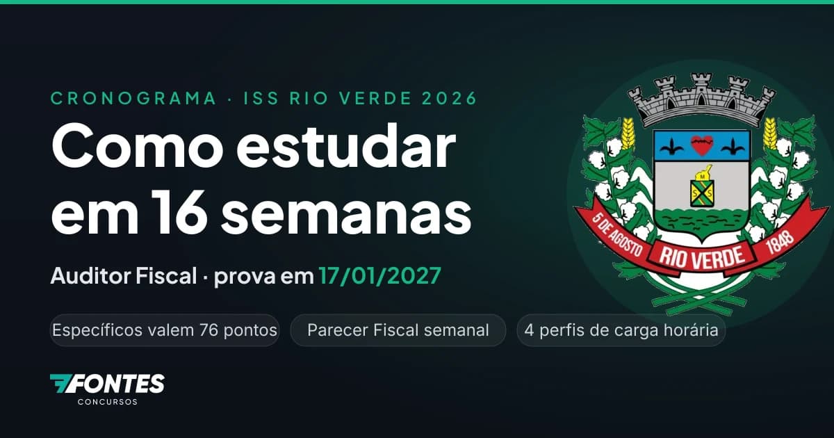 Como estudar para o ISS Rio Verde até a prova de 17 de janeiro