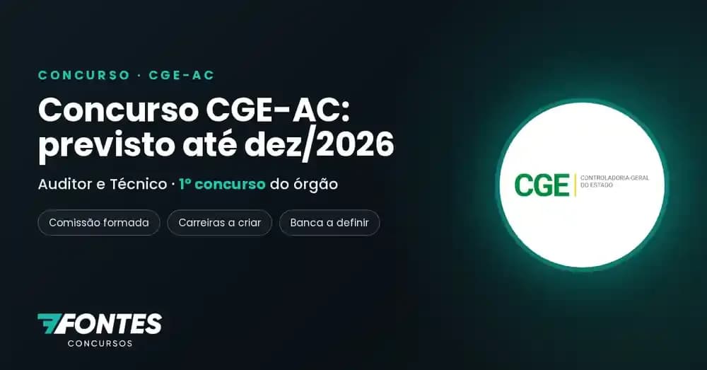 Concurso CGE-AC: primeiro concurso previsto para Auditor e Técnico de Controle Interno