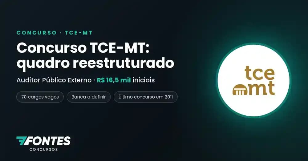 Concurso TCE-MT: quadro reestruturado e expectativa de edital para Auditor Público Externo