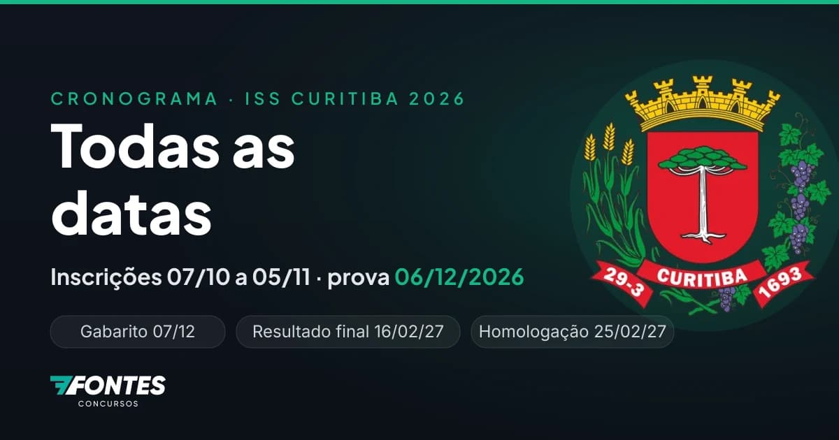 Cronograma completo do ISS Curitiba 2026: todas as datas da inscrição à homologação