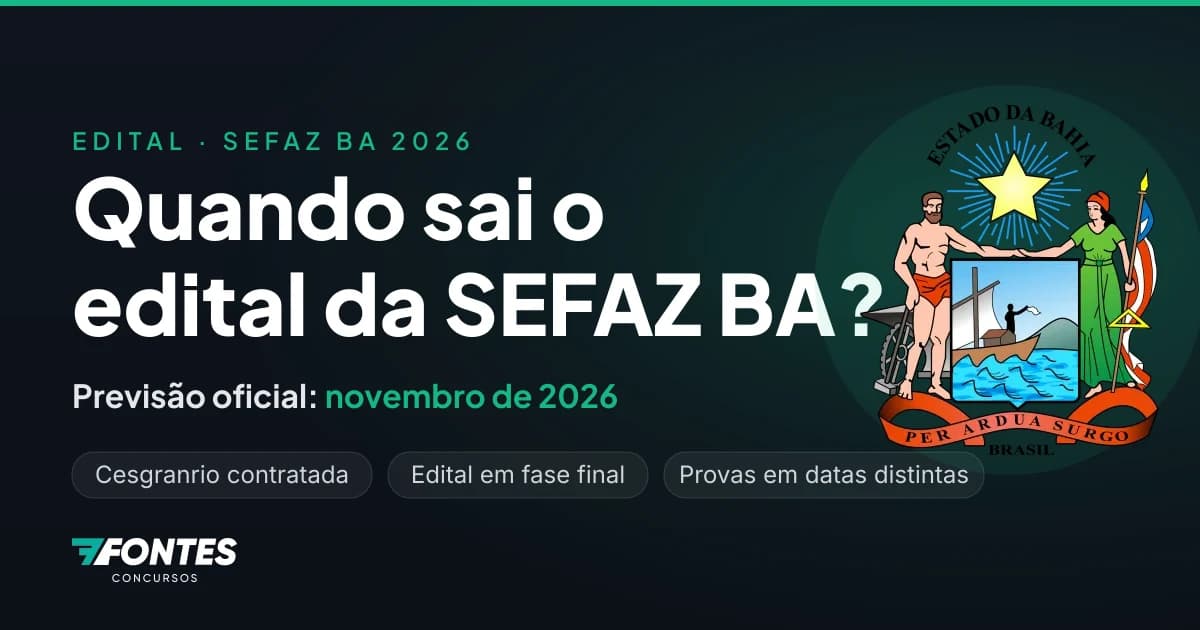 Quando sai o edital da SEFAZ BA? Previsão, o que falta e quando devem ser as provas