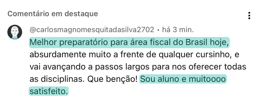 Melhor preparatório para área fiscal do Brasil hoje — comentário no YouTube