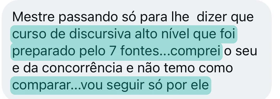 Curso de discursiva alto nível, sem comparação com a concorrência — Instagram