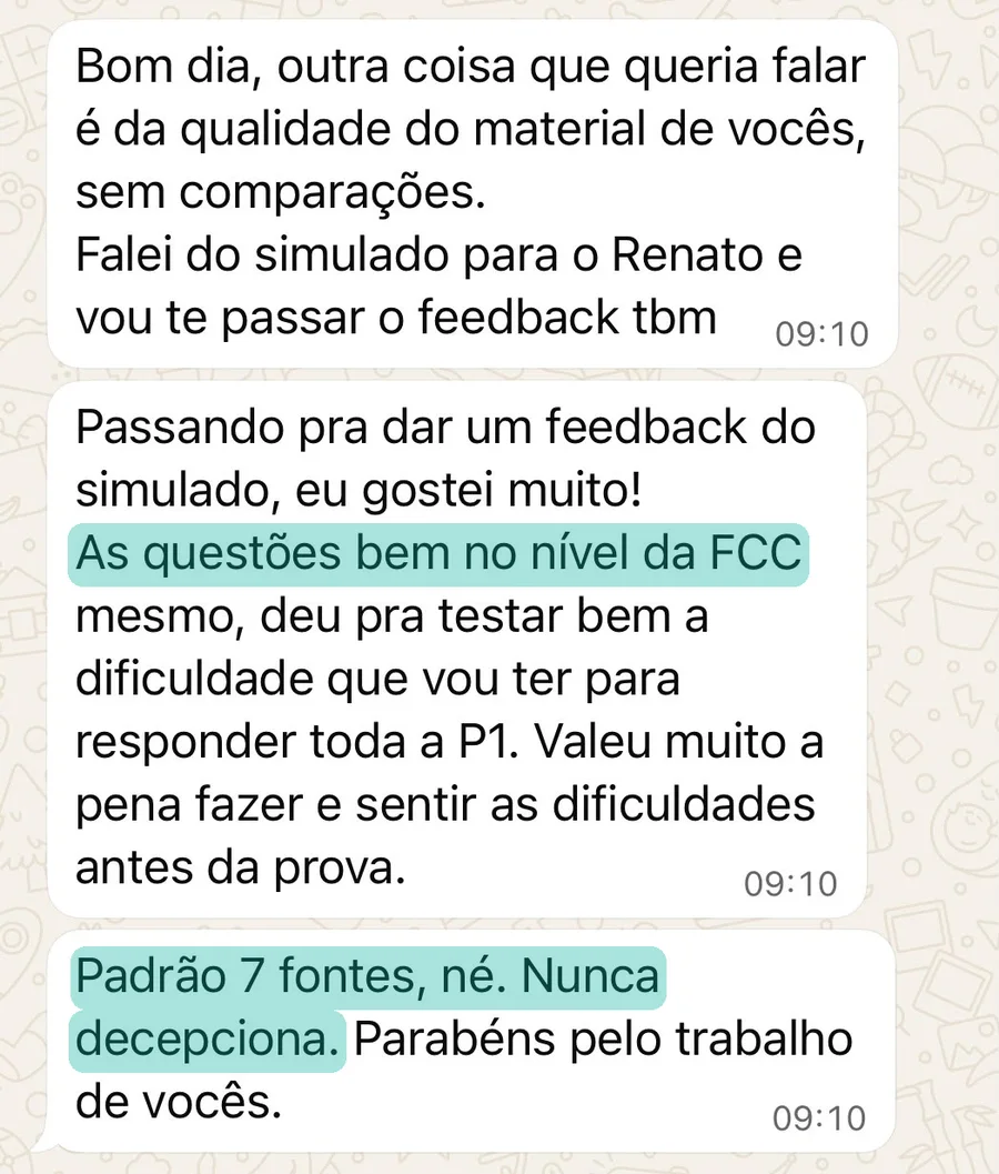 Simulado no nível da FCC, padrão 7 fontes — WhatsApp
