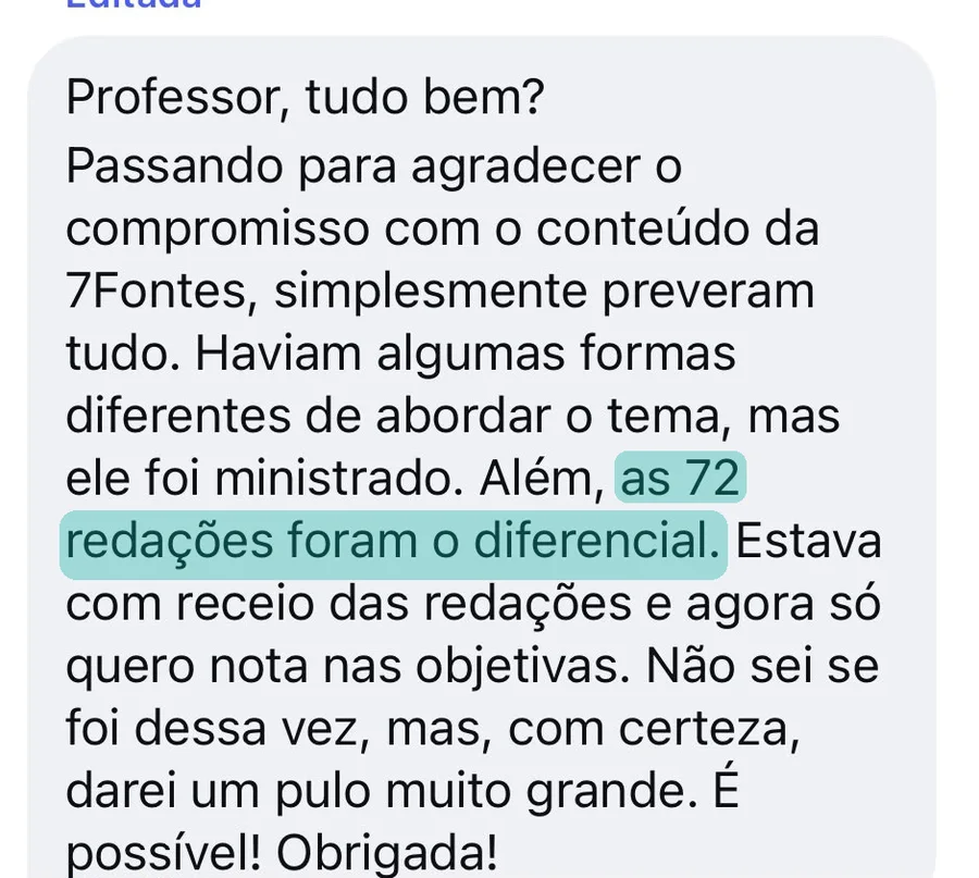 As 72 redações foram o diferencial — WhatsApp