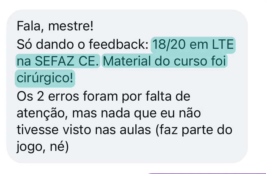 18/20 em LTE na SEFAZ CE, material do curso cirúrgico — WhatsApp