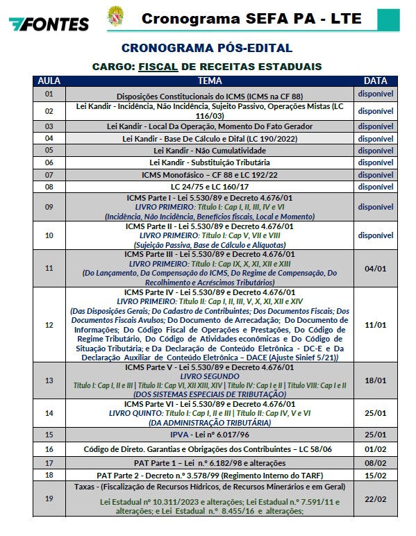 cronograma fiscal sefa pa