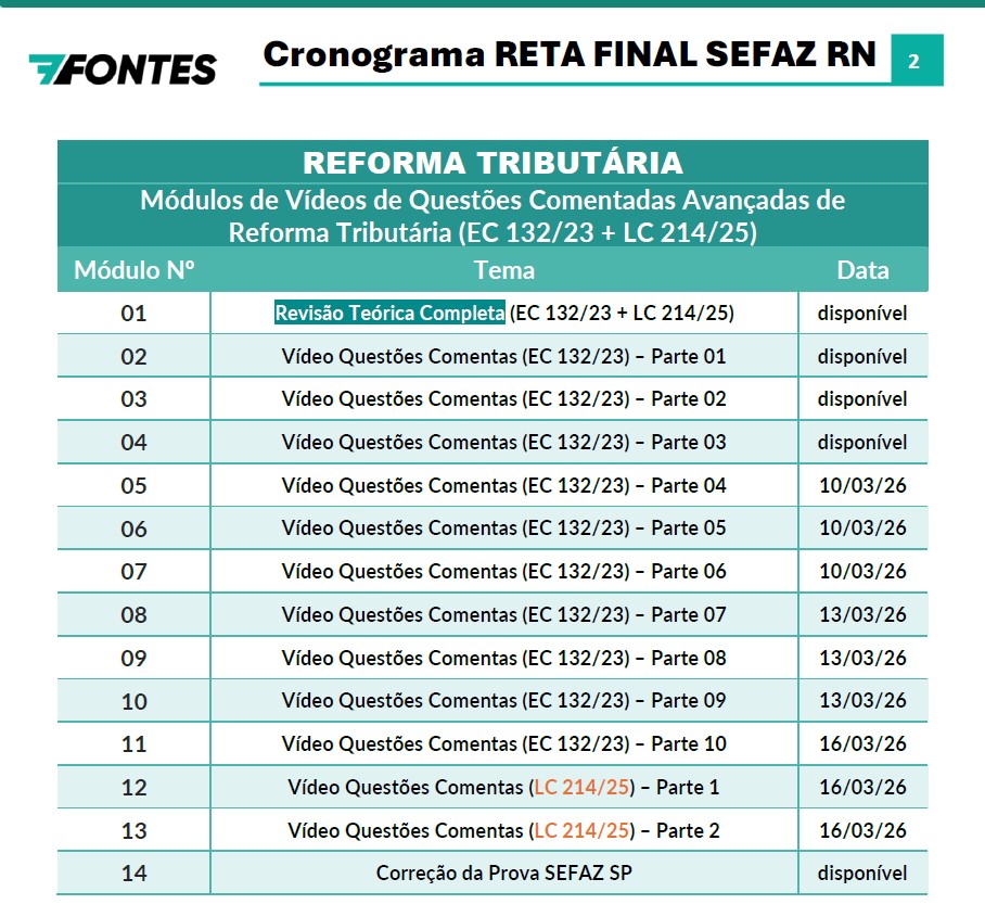 RETA FINAL SEFAZ RN REFORMA